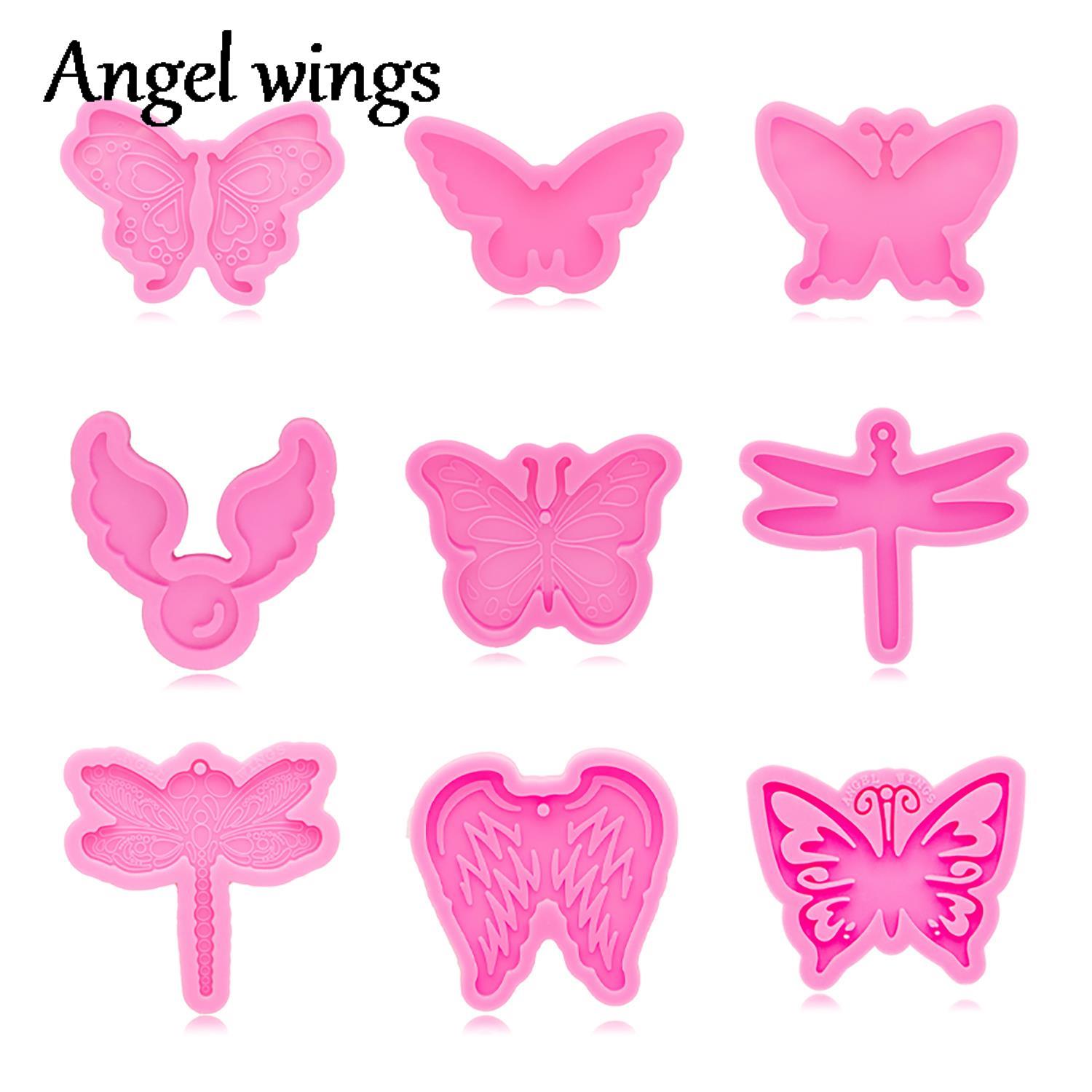Resin Art Keychain - DY1056 Silicone Butterfly/Dragonfly/Angel Feather Molds, Keychain