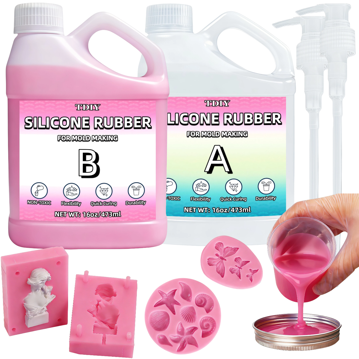 Resin Art Supplies - Ultra-Elastic 10A Resin silicone mold Kit