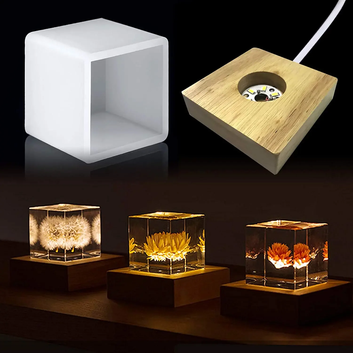 Resin Art And Wood - Square Light Resin Mold,led Silicone Molds