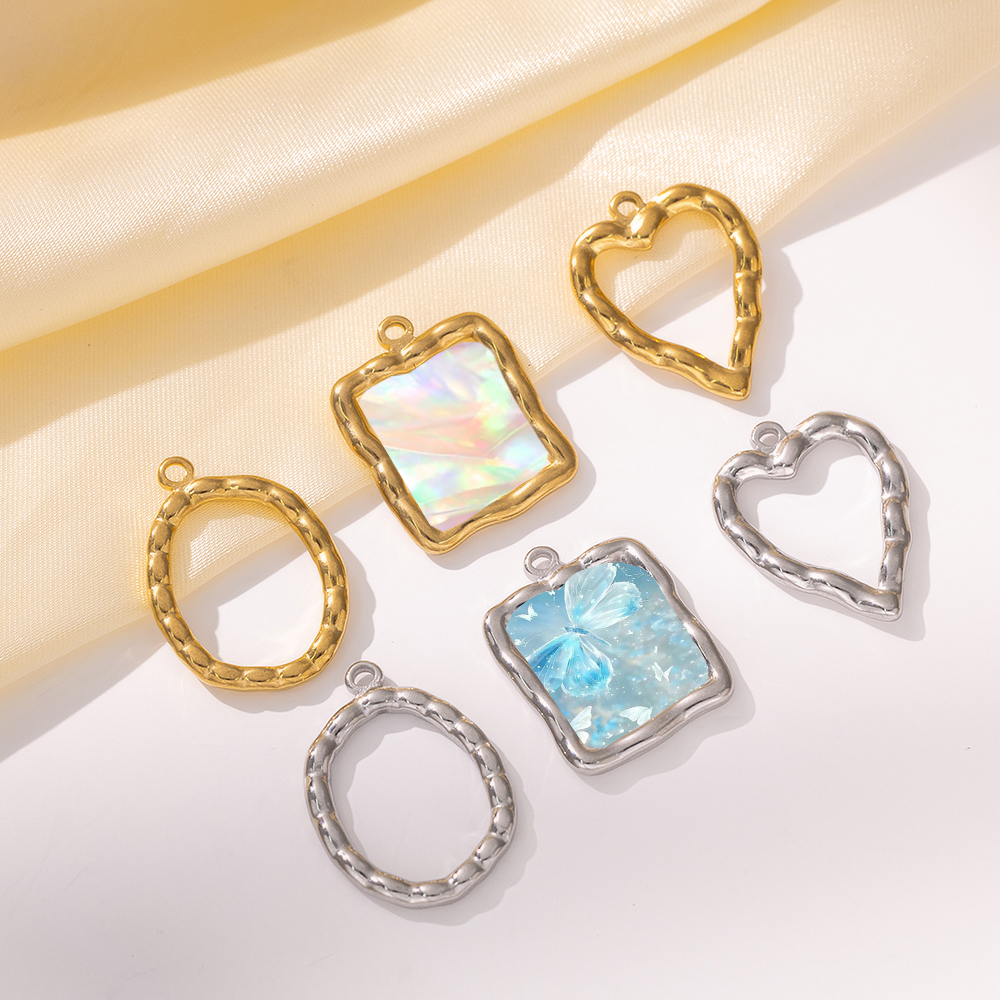 Resin Art Products - 5pcs Stainless Steel Heart Round Open