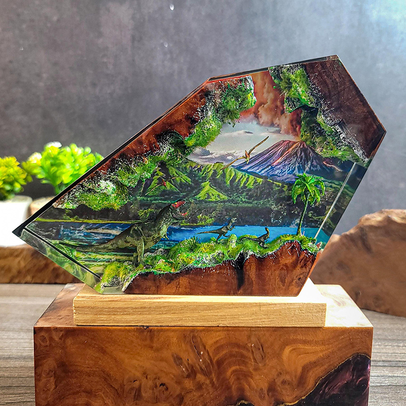 Resin Art Anime - Table Resin Lamp Dinosaur Figure Colorful