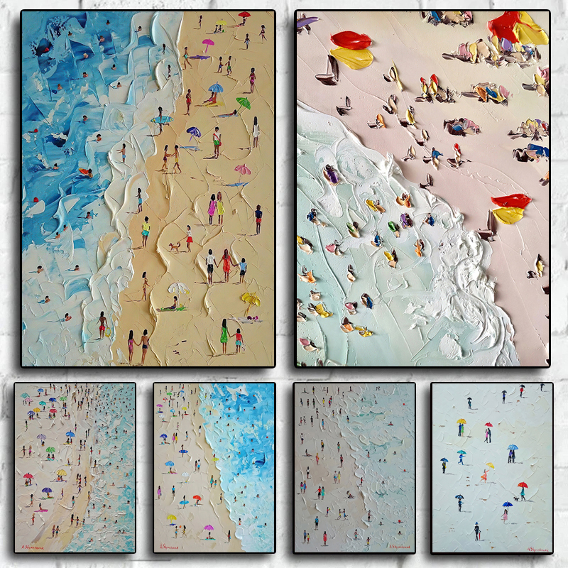 Resin Art On Wall - Summer Beach Seascape Oil Painting on