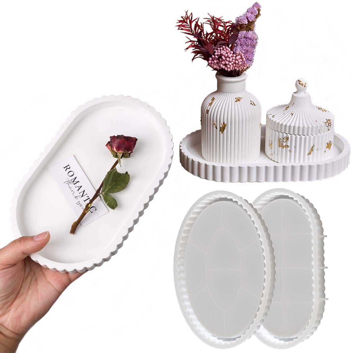 Resin Art Tray - Lace Storage Tray Silicone Mold DIY