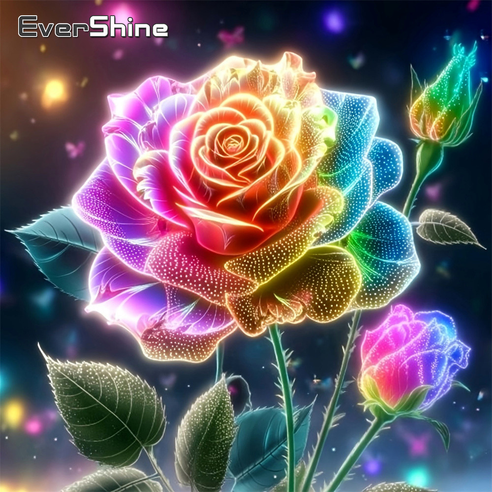 Resin Art With Rose - EverShine Diamond Mosaic Flower Full Drill
