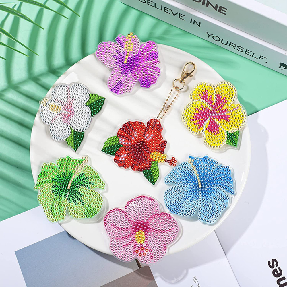Resin Art Keychain - Daisy Sunflower Flowers Diamond Painting Keychain