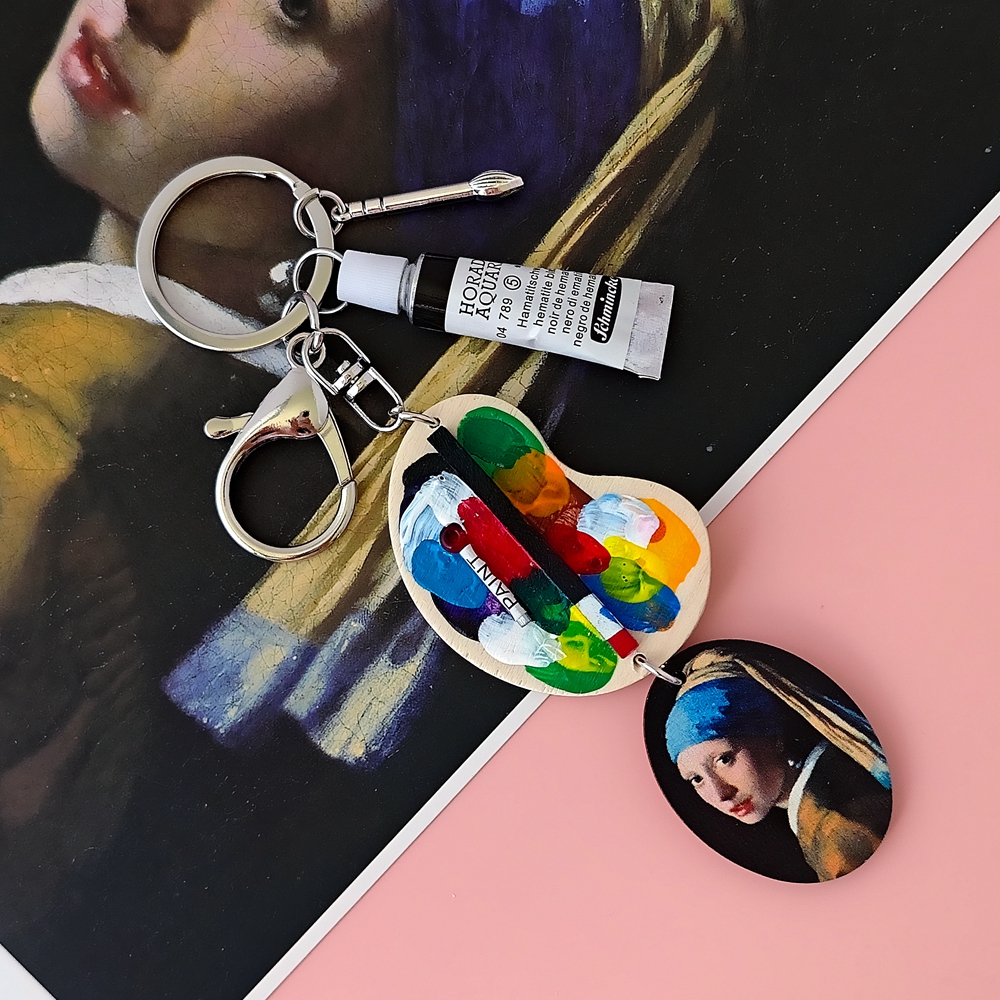 Resin Art Keychain - Girl with a Pearl Earring Van