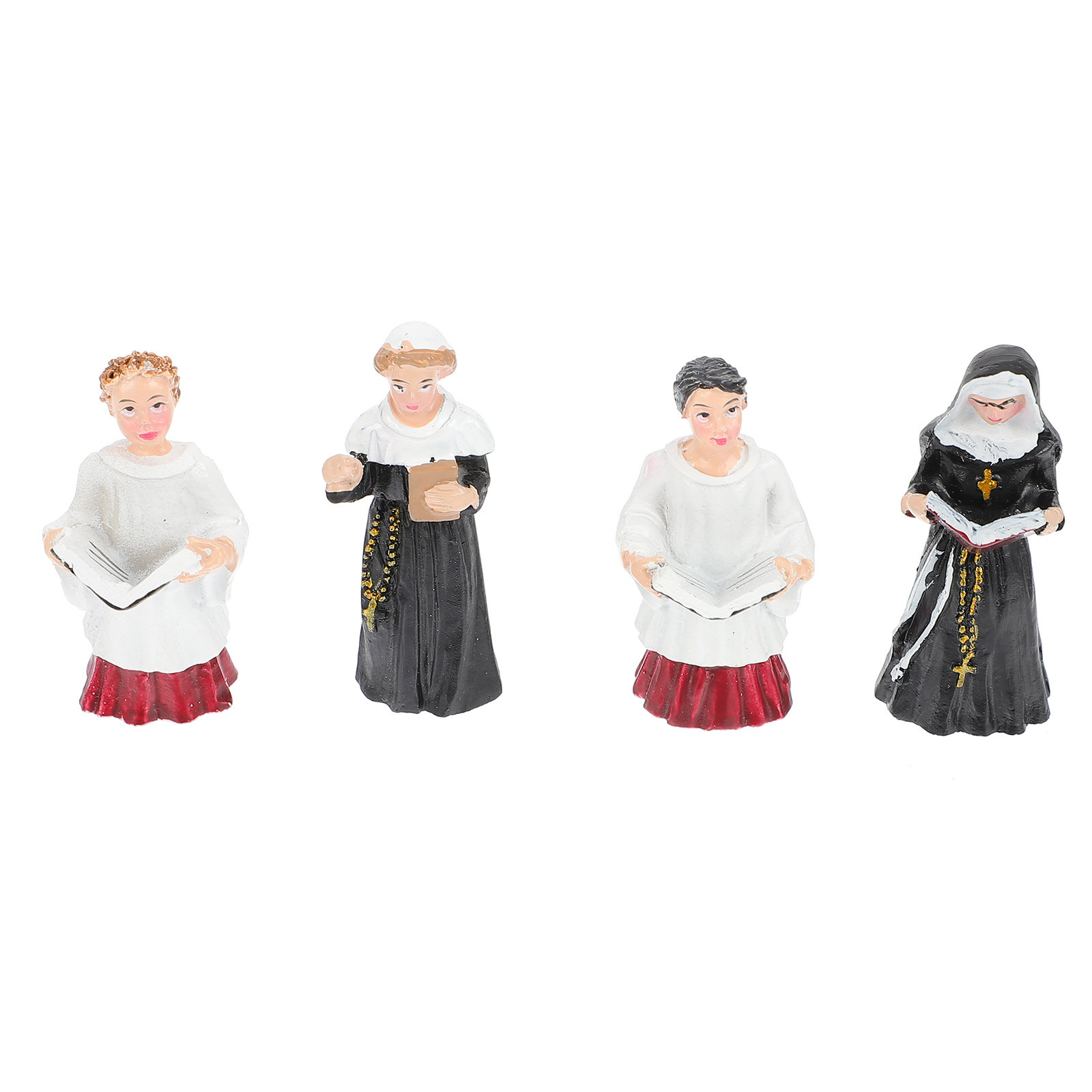Resin Art Design - 4Pcs Resin Nun Statues Stylish Western