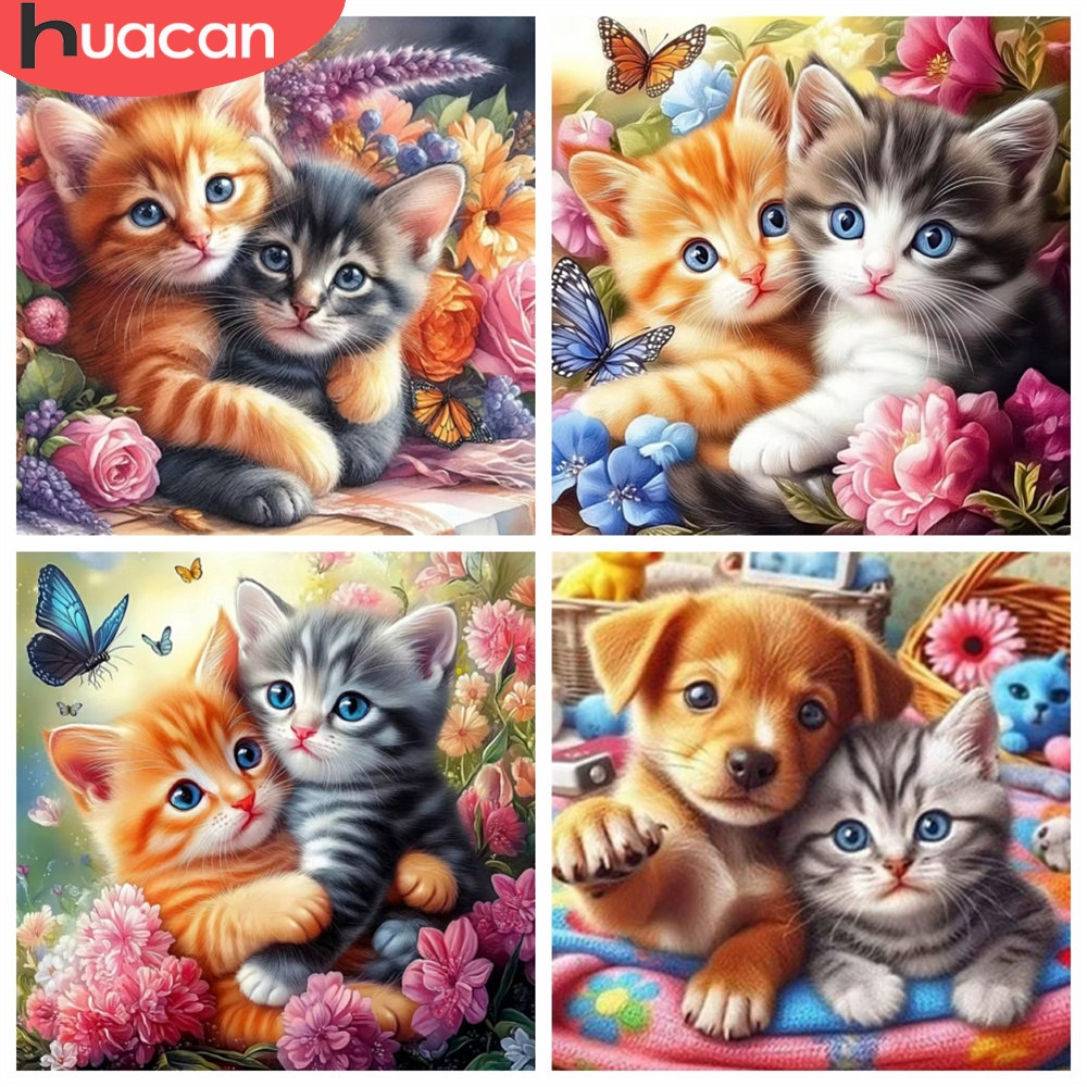 Resin Art With Rose - HUACAN 5d Diy Diamond Mosaic Cat