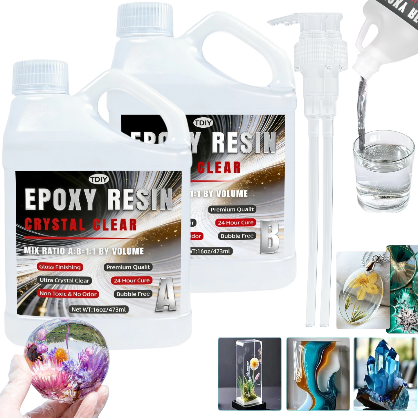Resin Art Supplies - 1:1 Crystal Clear Epoxy Resin Kit