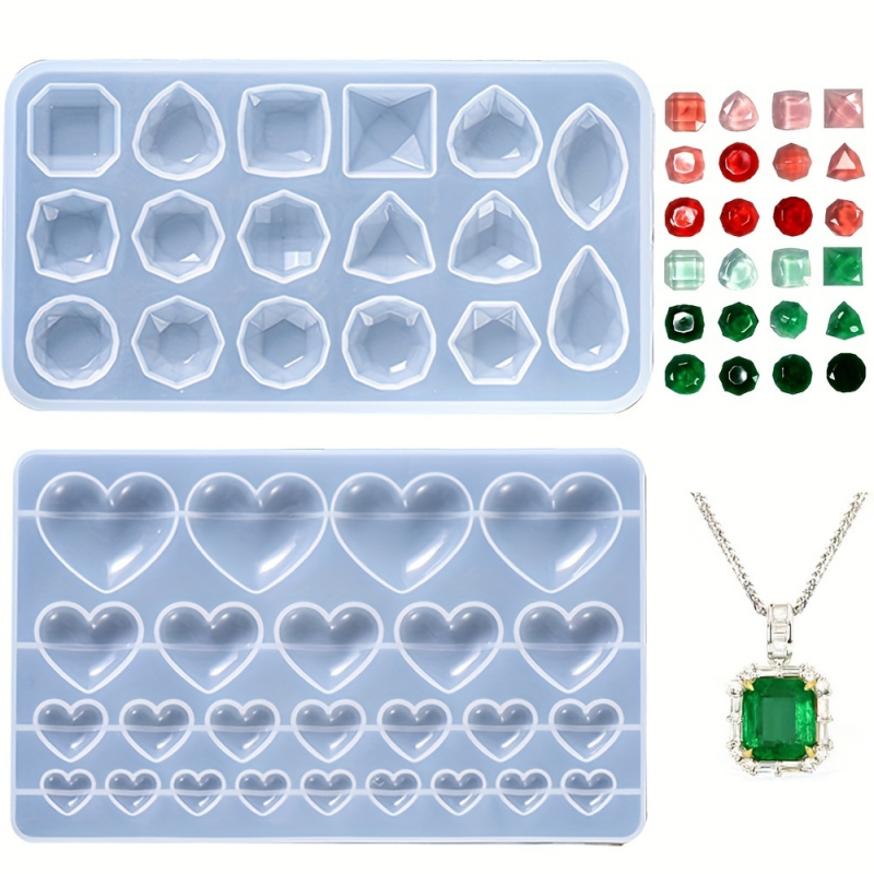 Resin Art Necklace - 2 Epoxy resin heart-shaped silicone mold，Irregular