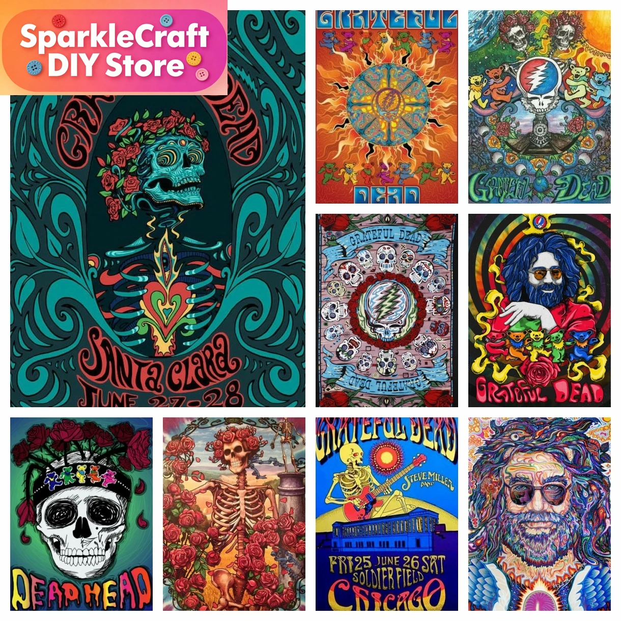 Resin Art With Rose - 5D DIY Diamond Painting Grateful Dead