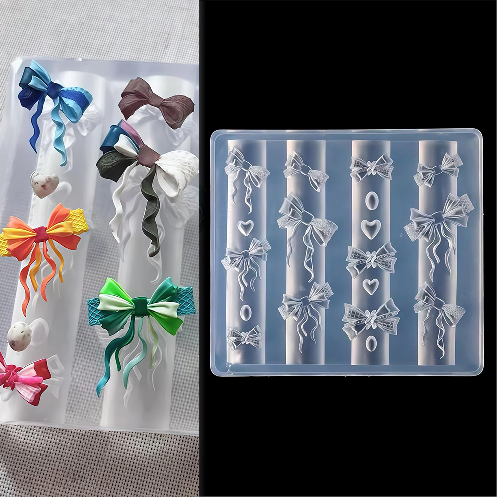Resin Art Template - BowKnot & Heart Drop Nail Molds