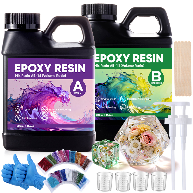 Resin Art Supplies - Epoxy Resin Kit, 500/1000ml Crystal Clear,