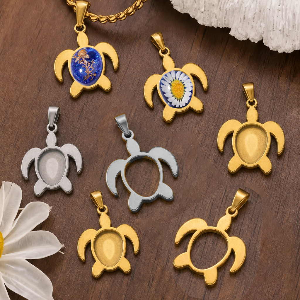 Resin Art Essentials - 5pcs Stainless Steel Turtle Pendant Fit