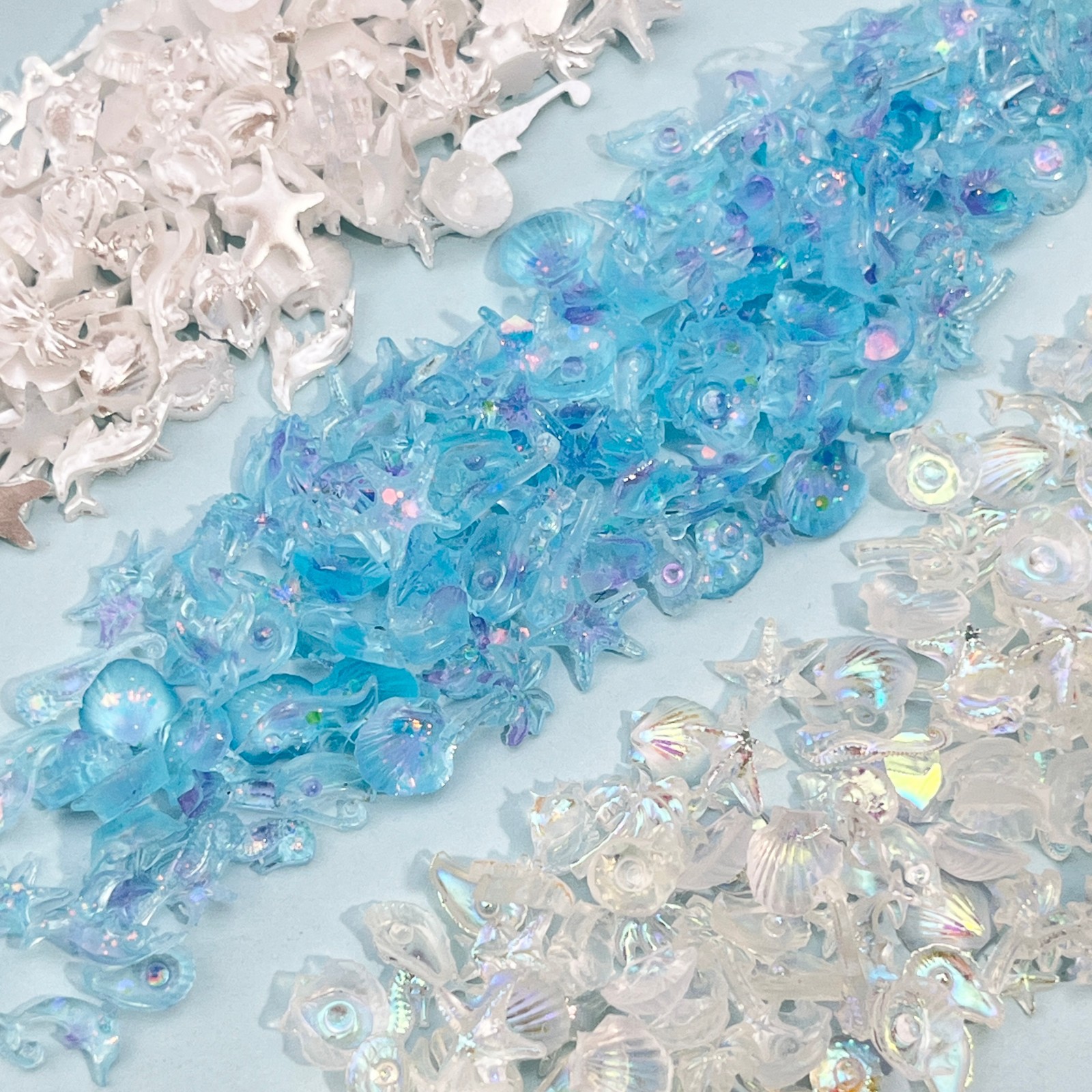 Resin Art Keychain - 50PCS Dreamy Blue Sea Series Resin
