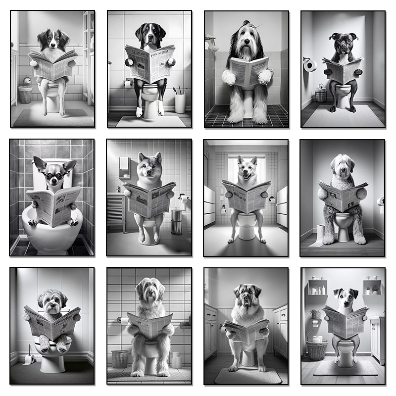 Resin Art On Wall - Funny Animal Dog Sitting On The