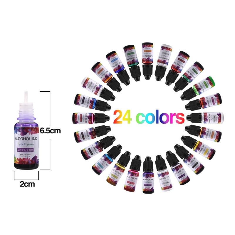 24 Color/Set 10ml  Resin Pigme – обзор и цена Resin Pigment Alcohol Ink