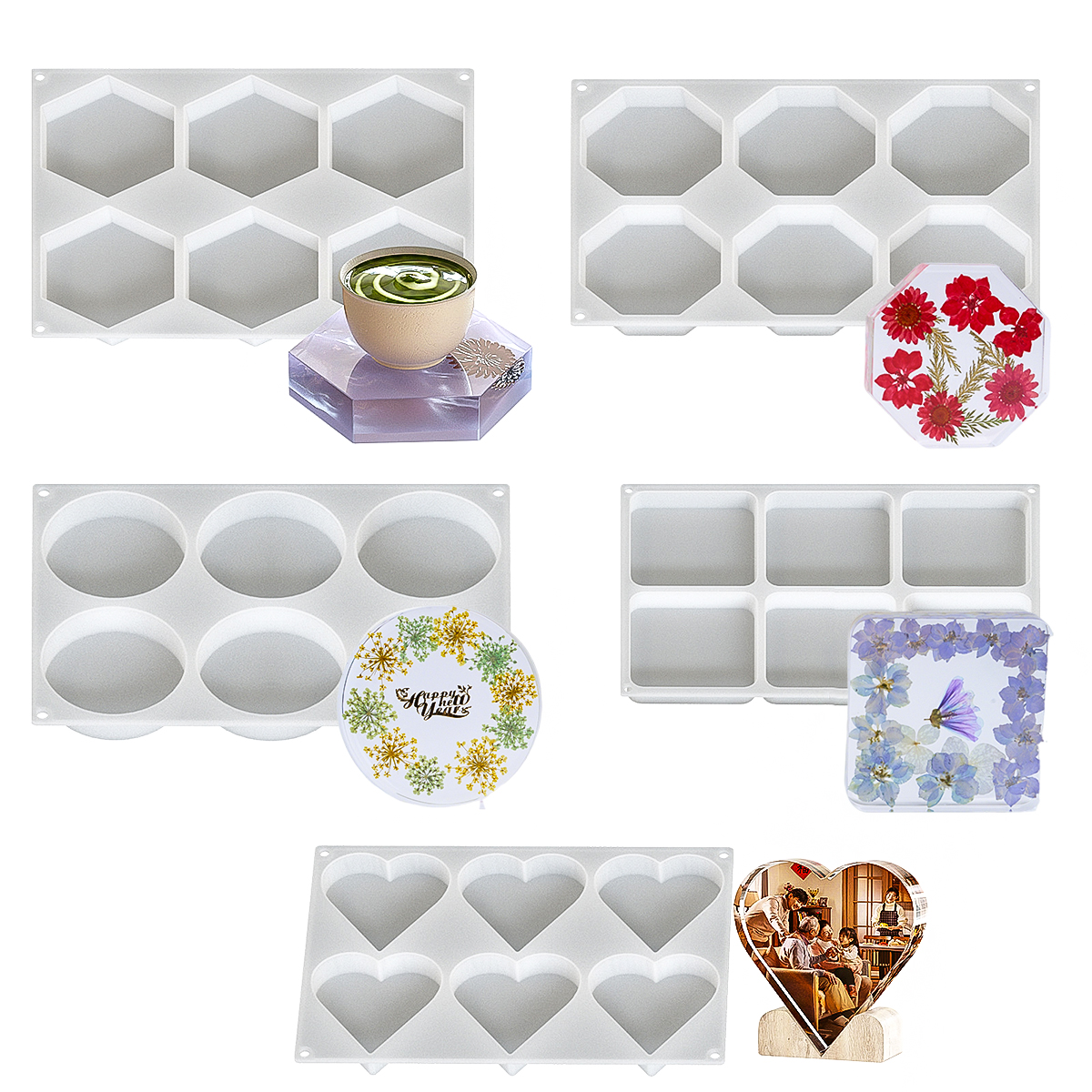 6 Holes Coaster Silicone Mold  – обзор и цена Resin Art Tray