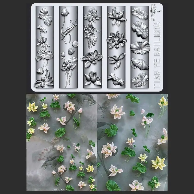Flowers Series 3D Curved Nail  – обзор и цена Resin Art Template