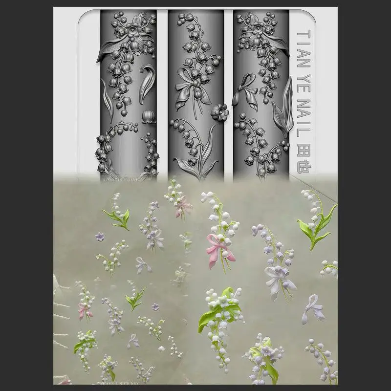 Flowers Series 3D Curved Nail  – обзор и цена Resin Art Template