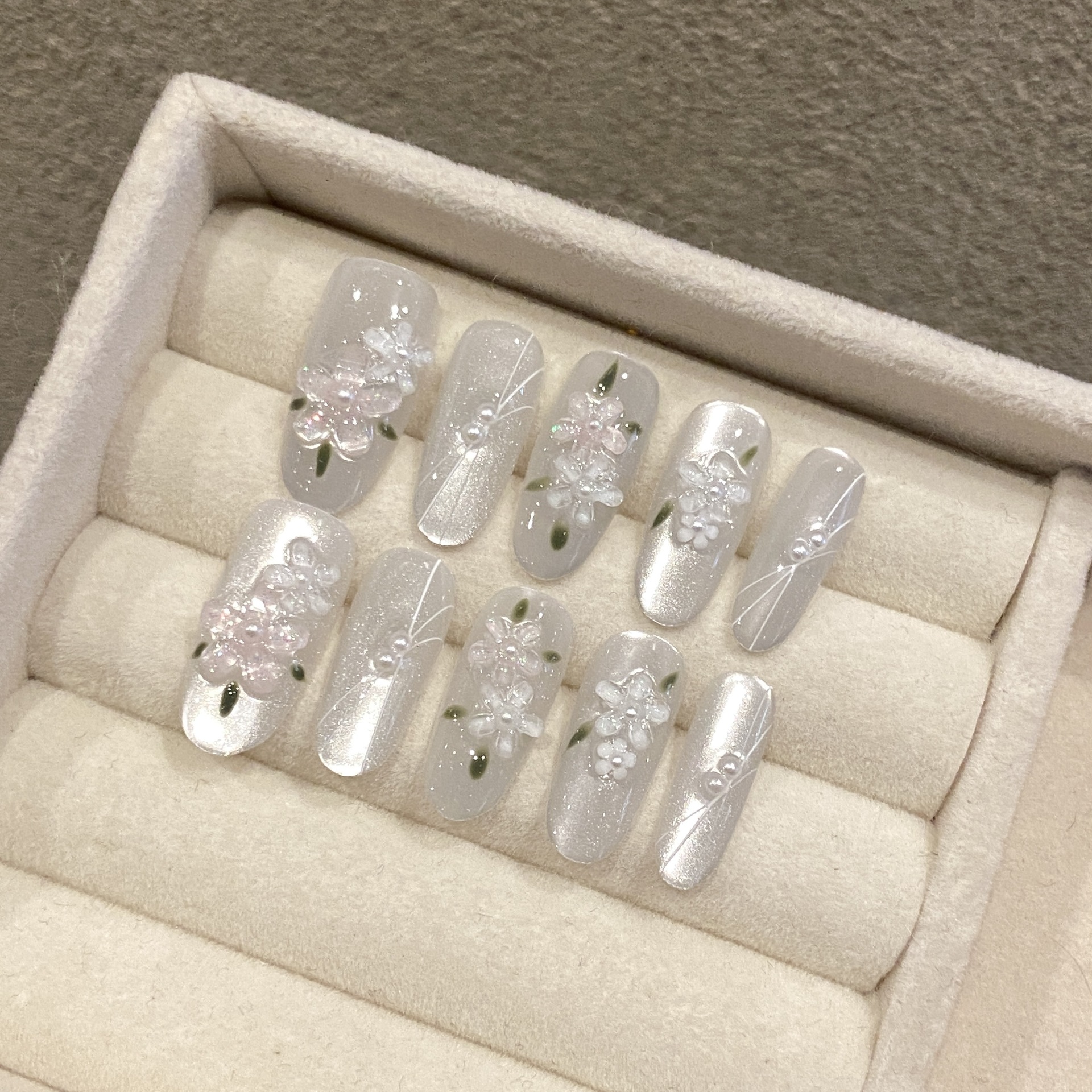 10pcs Glitter Sliver Press On  – обзор и цена Resin Art Design