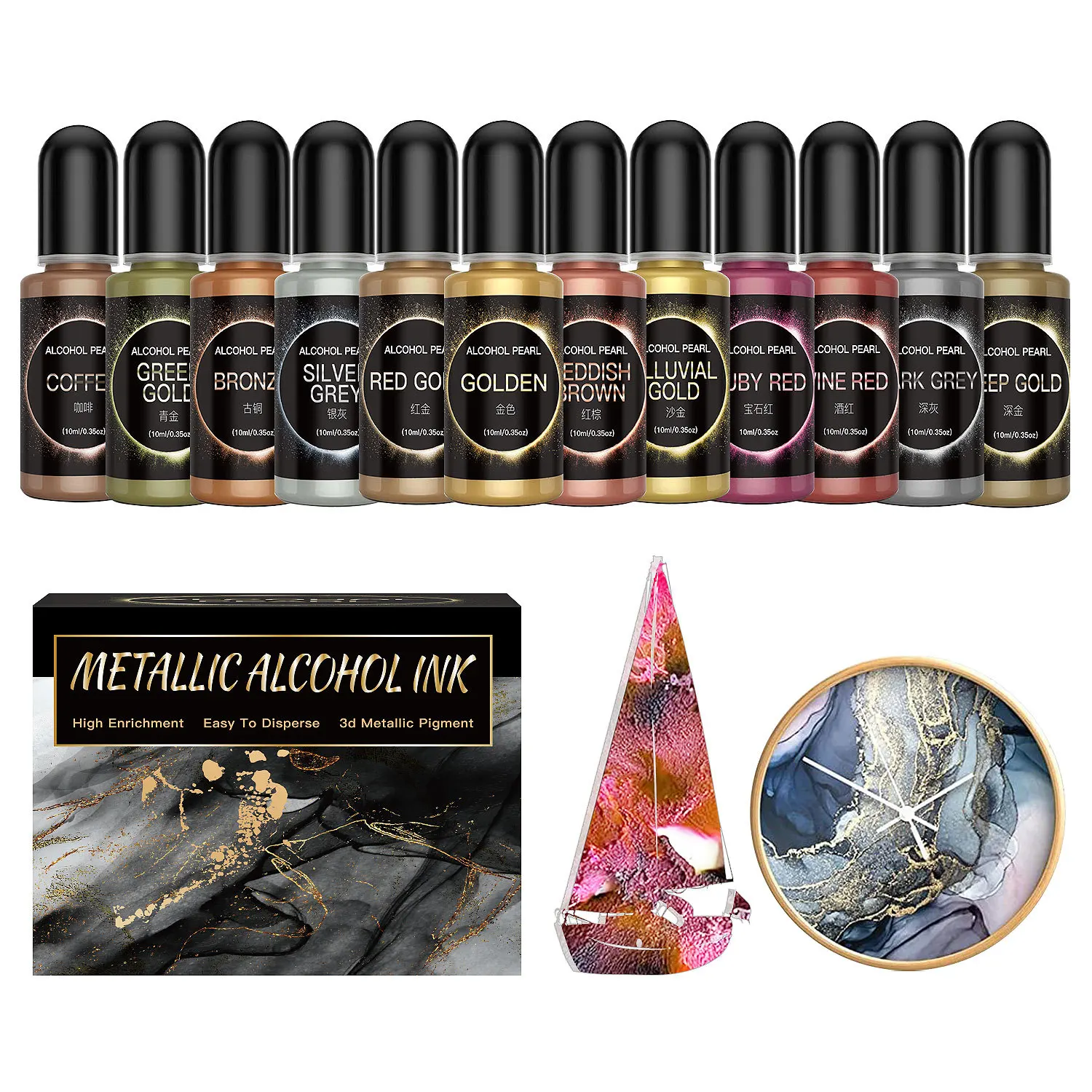 12PCS Metal Resin Pigment 10ml – обзор и цена Resin Pigment Alcohol Ink