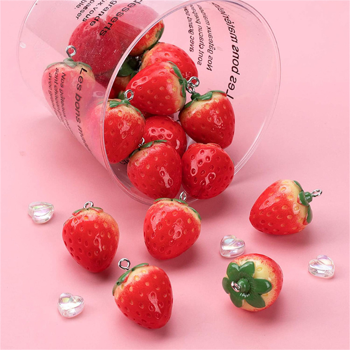 SG04 Cute 5pcs Strawberry Frui – обзор и цена Resin Art Necklace