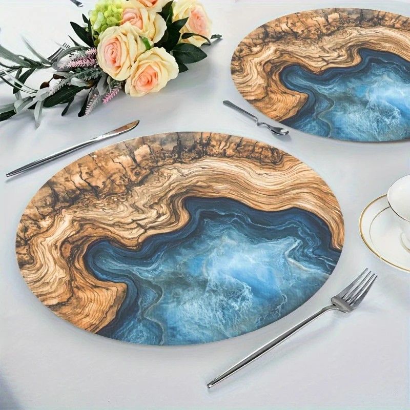 VIKAMA Wood Grain Blue Ocean R – обзор и цена Resin Art Dining Table