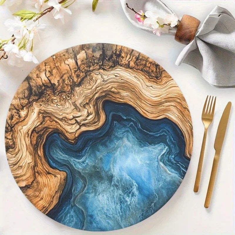 VIKAMA Wood Grain Blue Ocean R – обзор и цена Resin Art Dining Table