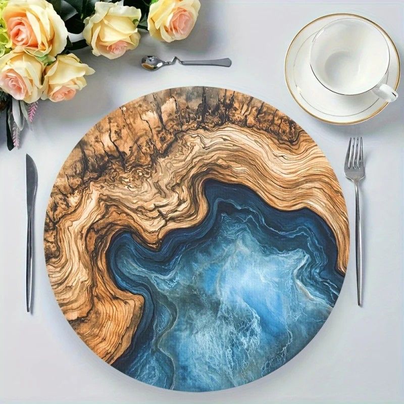 VIKAMA Wood Grain Blue Ocean R – обзор и цена Resin Art Dining Table