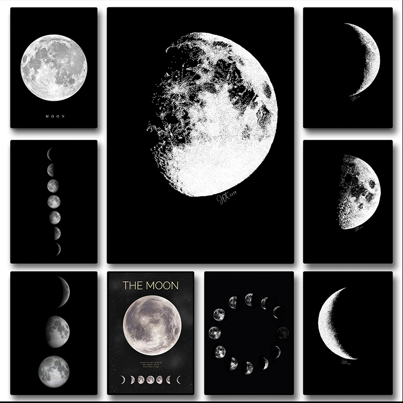 Black White Art Moon Phase Pos – обзор и цена Resin Art Aesthetic