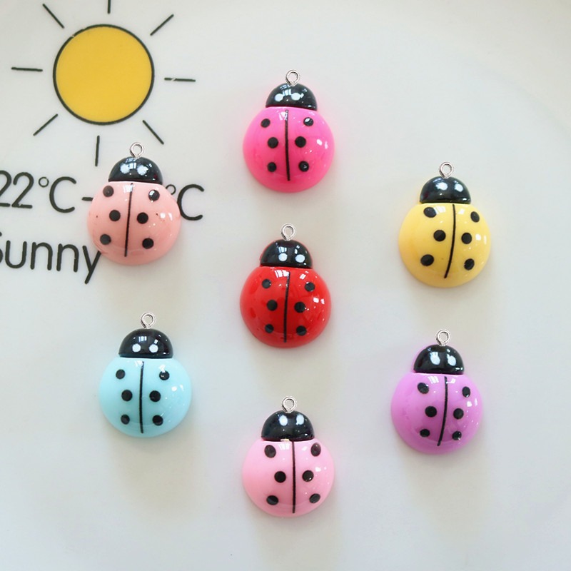 10Pcs Shiny Ladybug Flat Back  – обзор и цена Resin Art Necklace