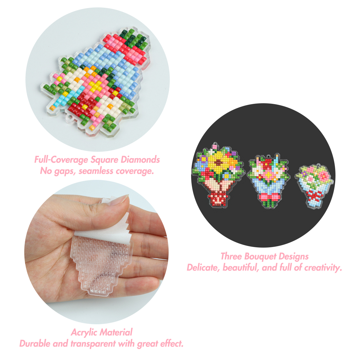 FOREVER YOUNG 3PCS Bouquet Acr – обзор и цена Resin Art Keychain