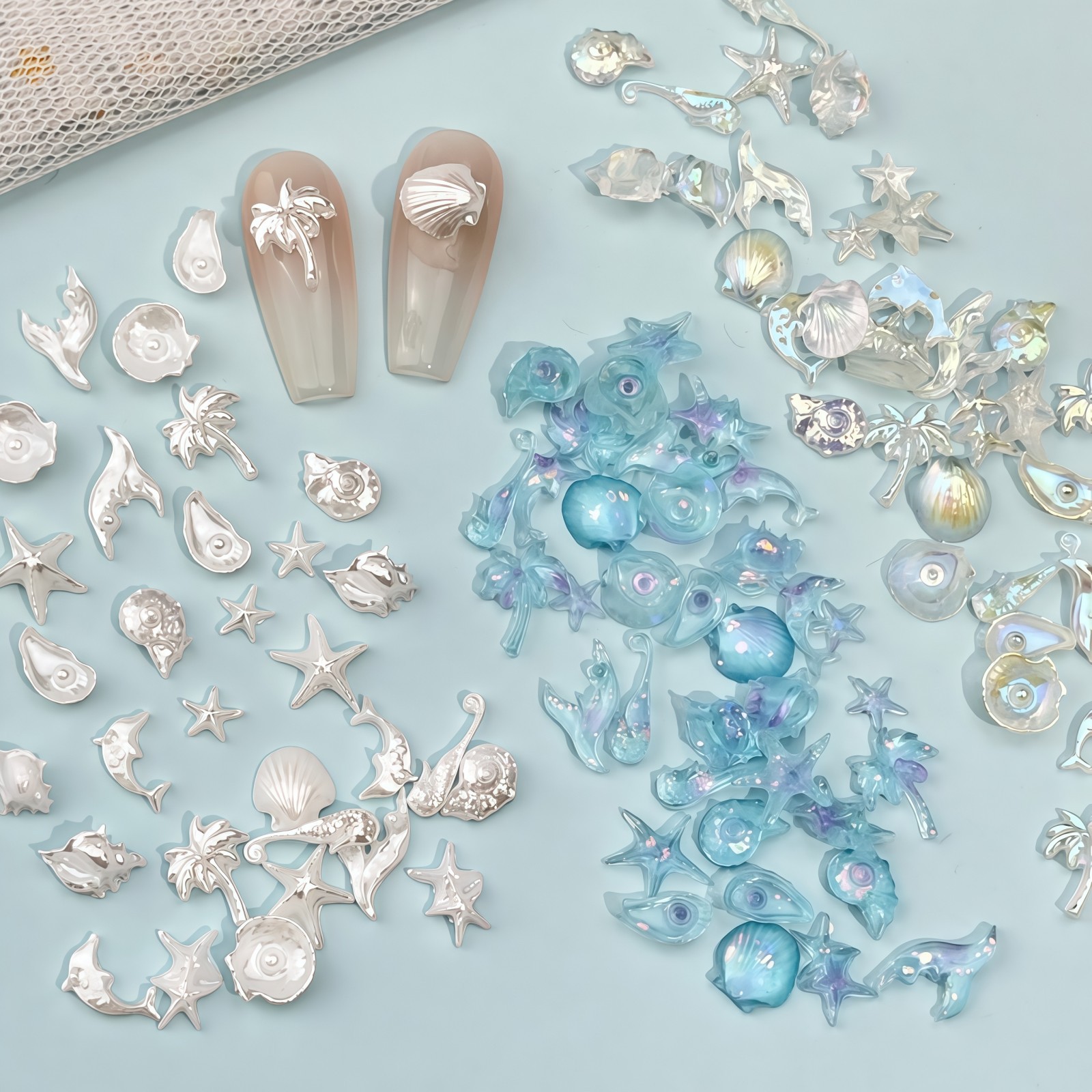 50PCS Dreamy Blue Sea Series R – обзор и цена Resin Art Keychain