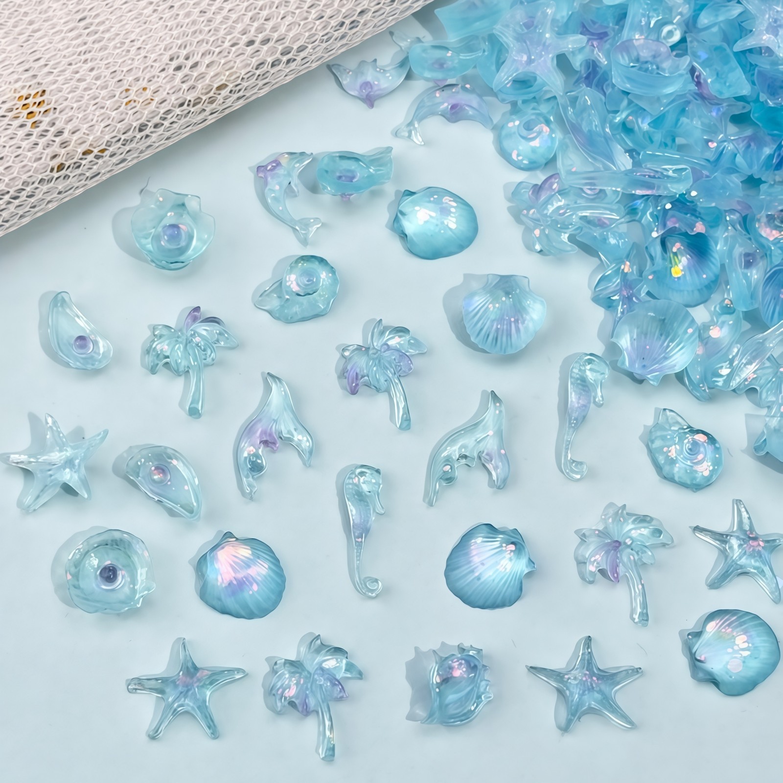 50PCS Dreamy Blue Sea Series R – обзор и цена Resin Art Keychain